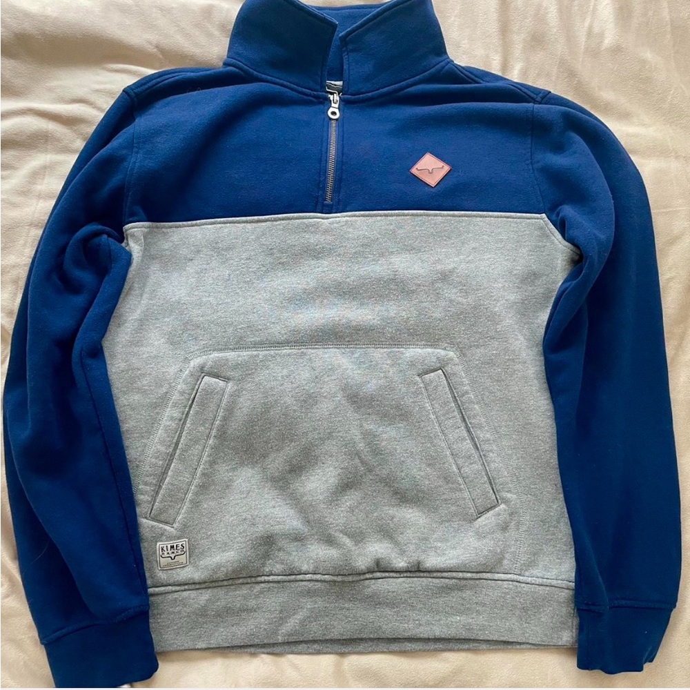 KIMES RANCH BRAND LIKE NEW Men's Blue and Gray Half-Zip Sweater
